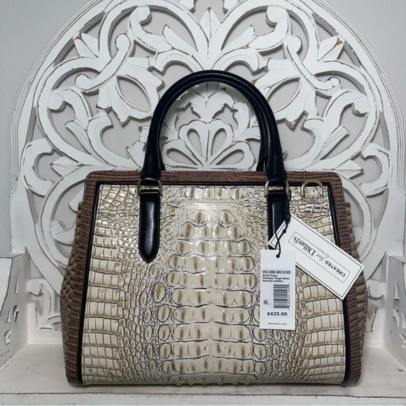 Brahmin Small Finley Satchel Timeless Taupe Skien Melbourne Leather - Picture 8 of 10